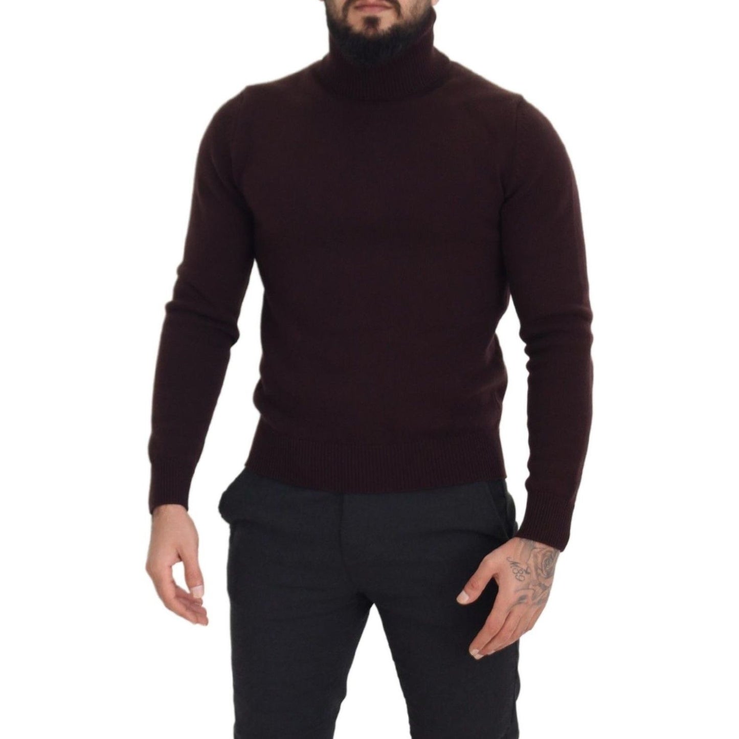 Dolce & Gabbana Elegant Turtleneck Wool Pullover Sweater brown-wool-turtle-neck-pullover-sweater