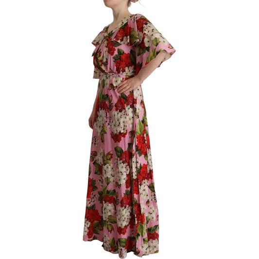 Dolce & Gabbana Enchanting Floral Silk Maxi Dress pink-floral-silk-stretch-gown-maxi-dress
