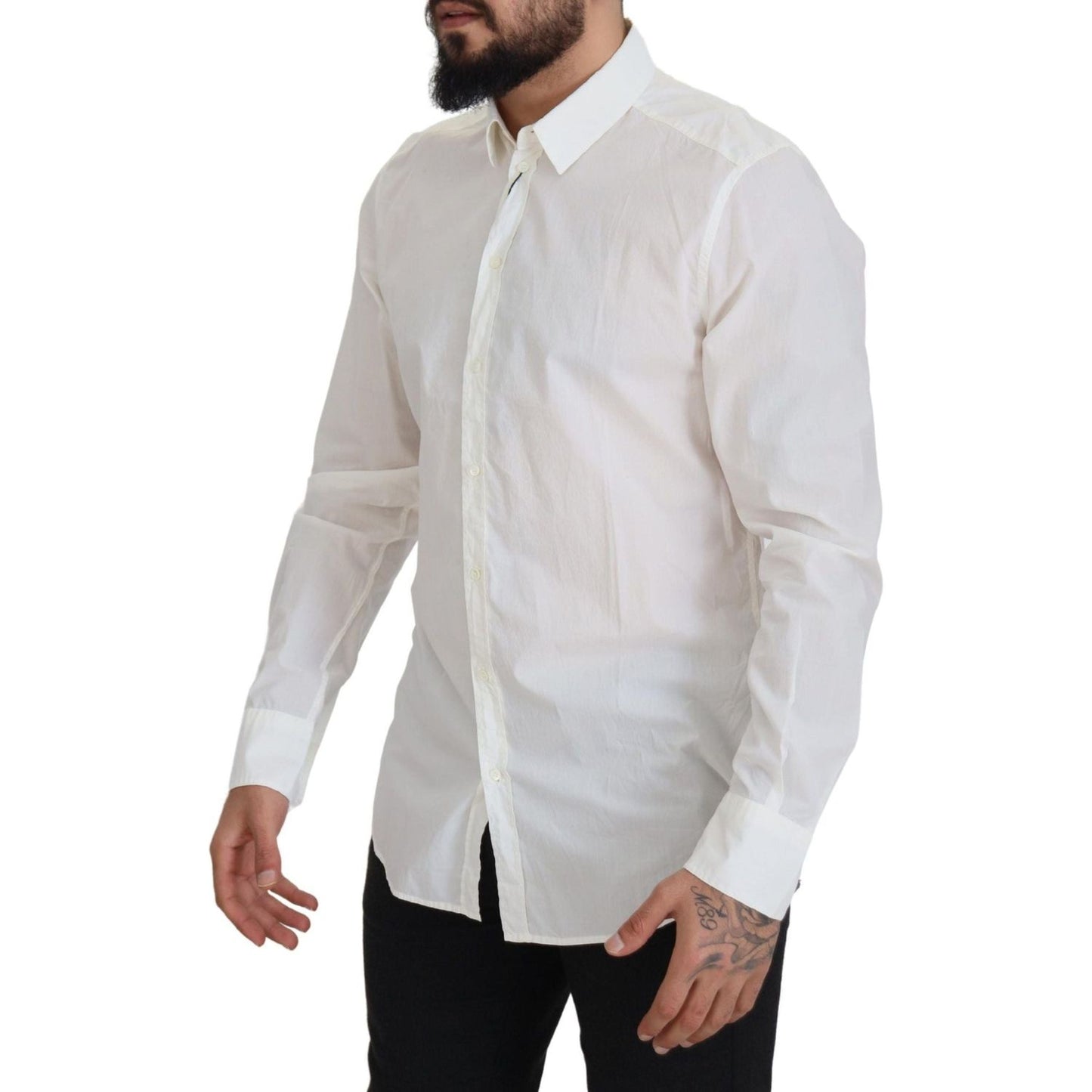 Dolce & Gabbana Elegant Slim Fit Dress Shirt white-cotton-slim-fit-dress-shirt IMG_8069-scaled-24129460-d6e.jpg