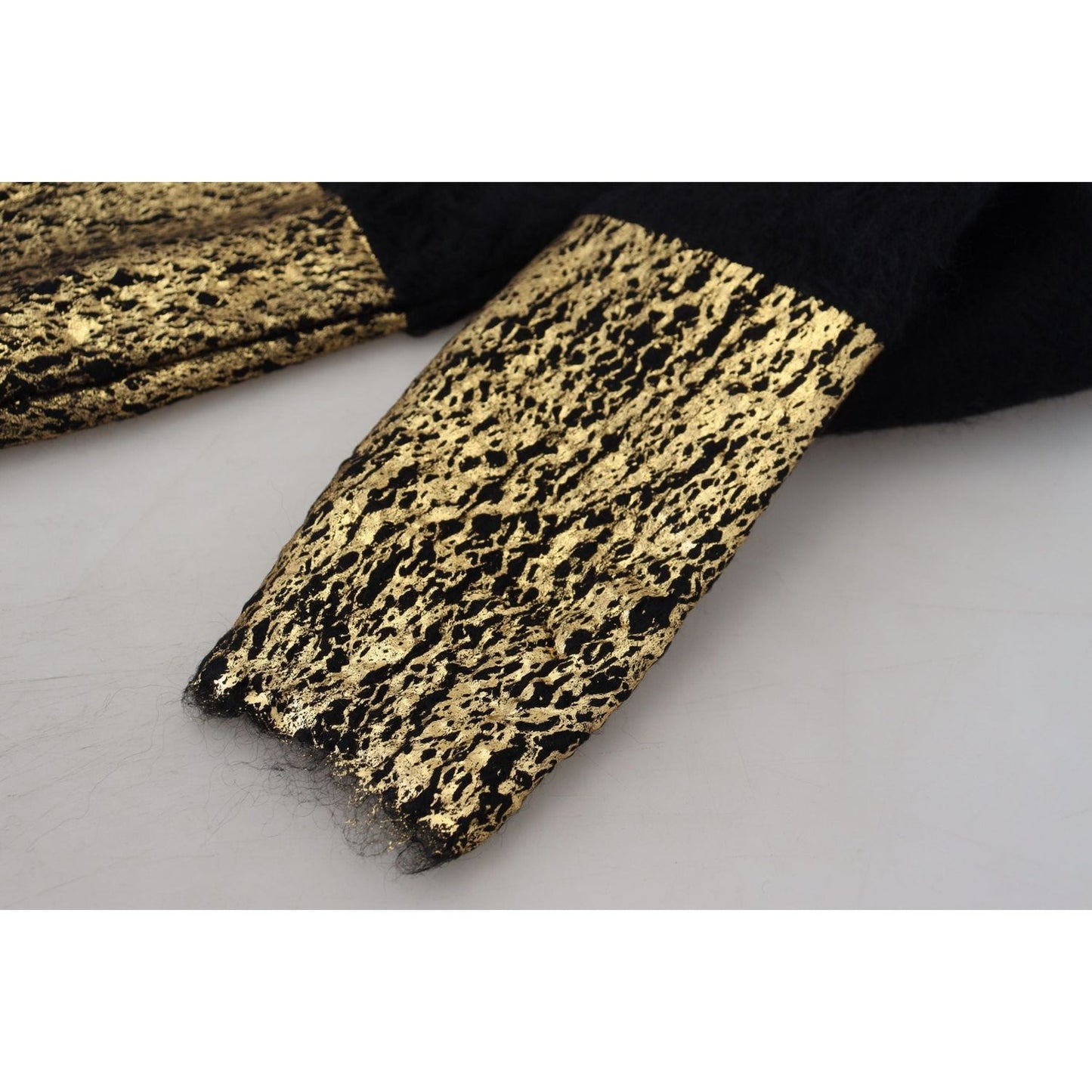 Dolce & Gabbana Stunning Black and Gold Crewneck Sweater black-gold-turtleneck-mohair-pullover-mens-sweater