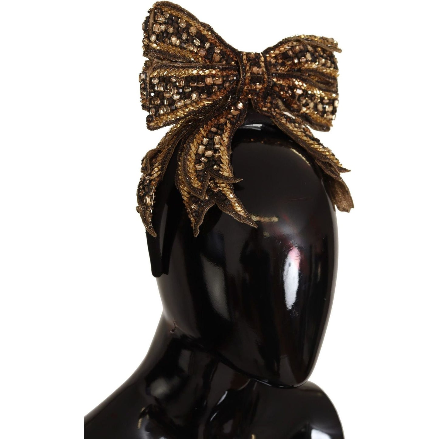 Dolce & Gabbana Elegant Gold Embellished Silk Diadem gold-crystal-beaded-sequined-silk-bow-headband-diadem IMG_8080-scaled-a585d180-7e8.jpg