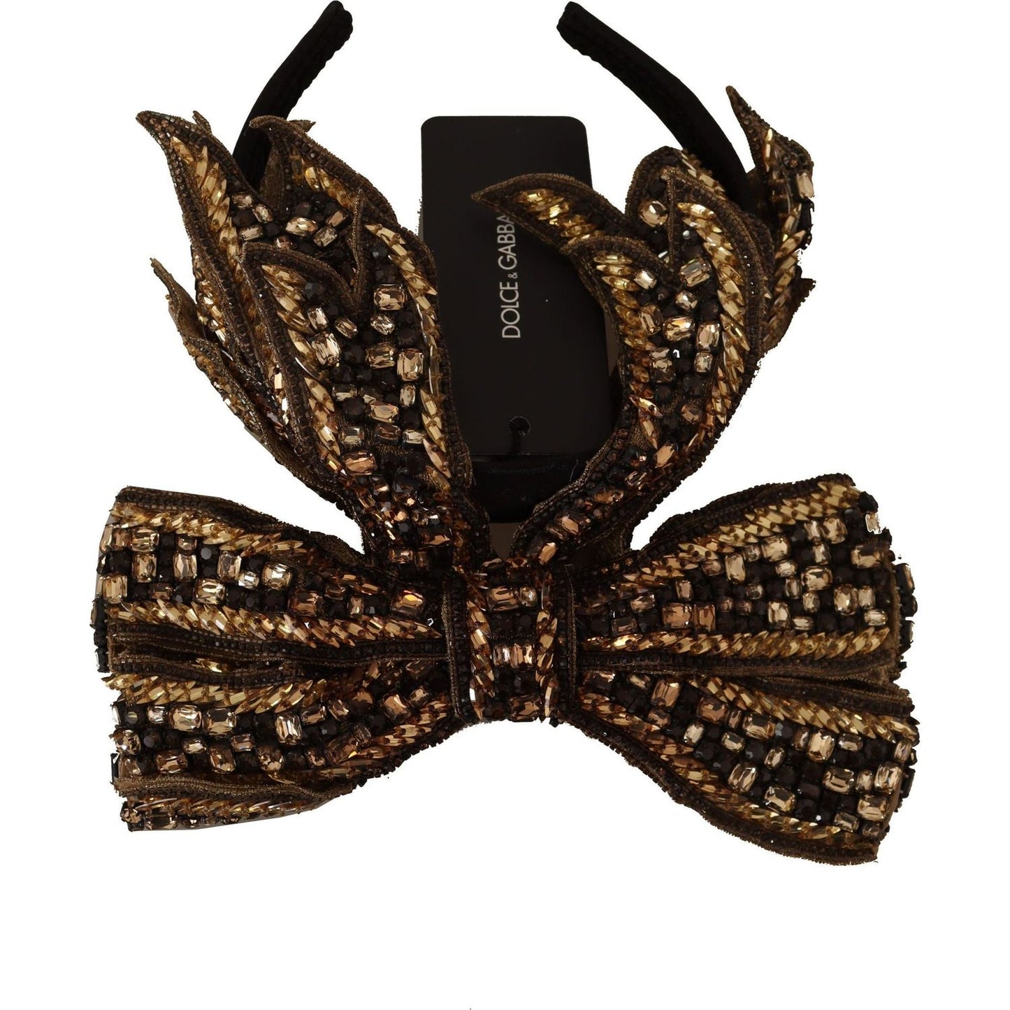 Dolce & Gabbana Elegant Gold Embellished Silk Diadem gold-crystal-beaded-sequined-silk-bow-headband-diadem IMG_8083-scaled-7a46f283-fe3.jpg