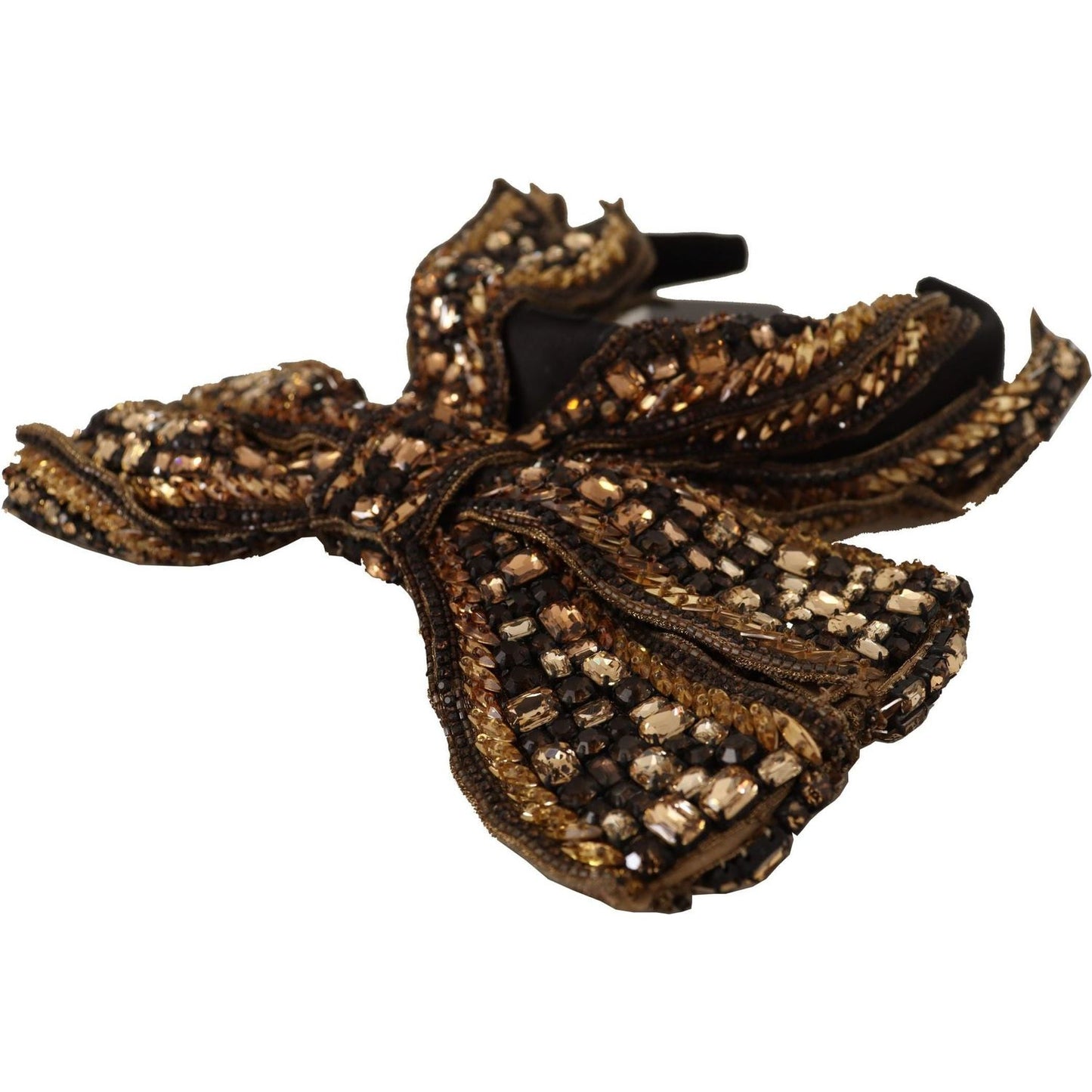 Dolce & Gabbana Elegant Gold Embellished Silk Diadem gold-crystal-beaded-sequined-silk-bow-headband-diadem IMG_8084-1-scaled-661e9f57-370.jpg