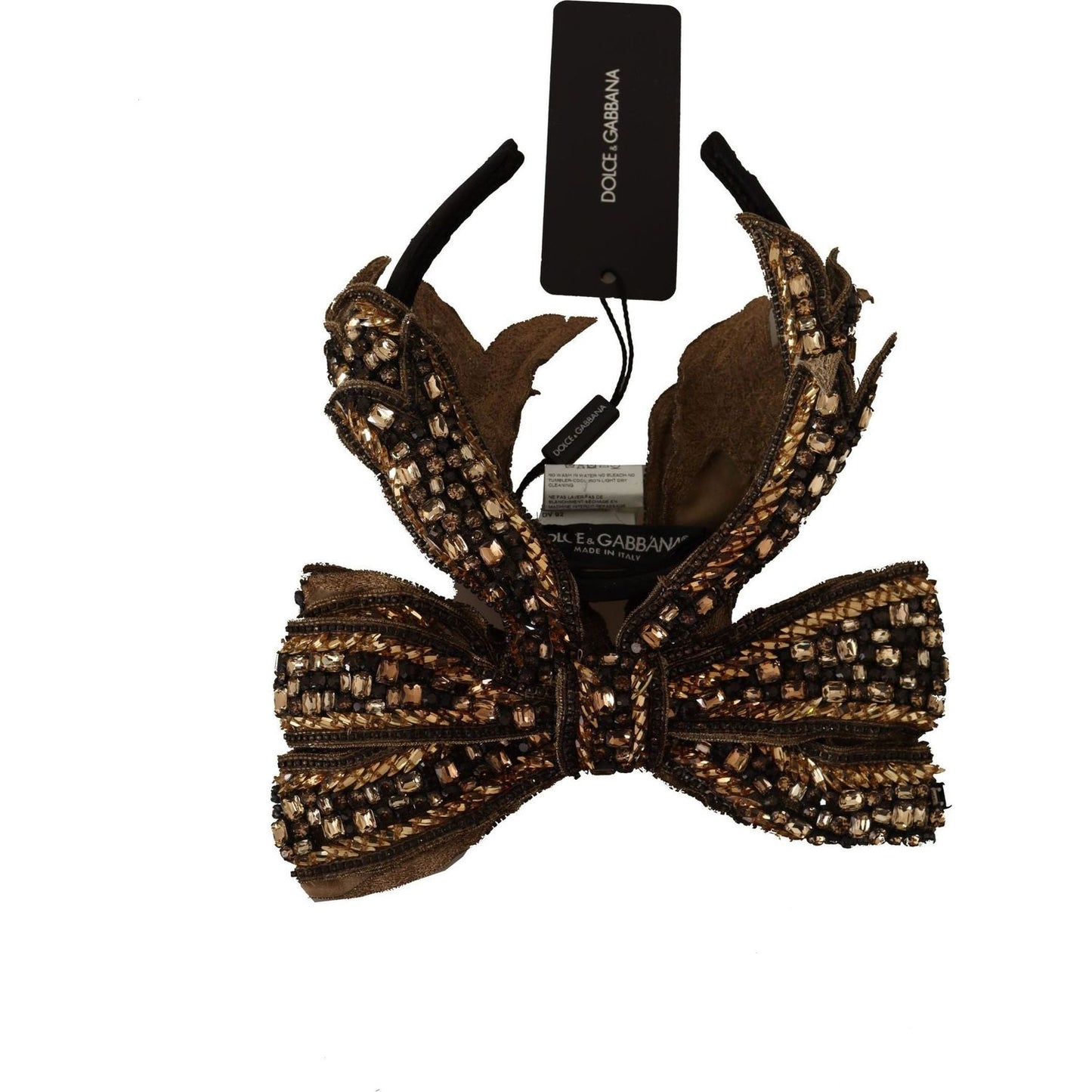 Dolce & Gabbana Elegant Gold Embellished Silk Diadem gold-crystal-beaded-sequined-silk-bow-headband-diadem IMG_8086-1-scaled-e3de298c-33b.jpg