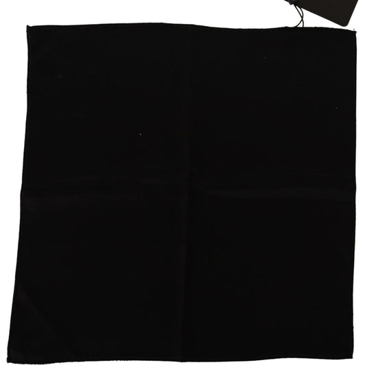 Dolce & Gabbana Elegant Black Silk Pocket Square Silk Scarves black-100-silk-square-handkerchief-scarf