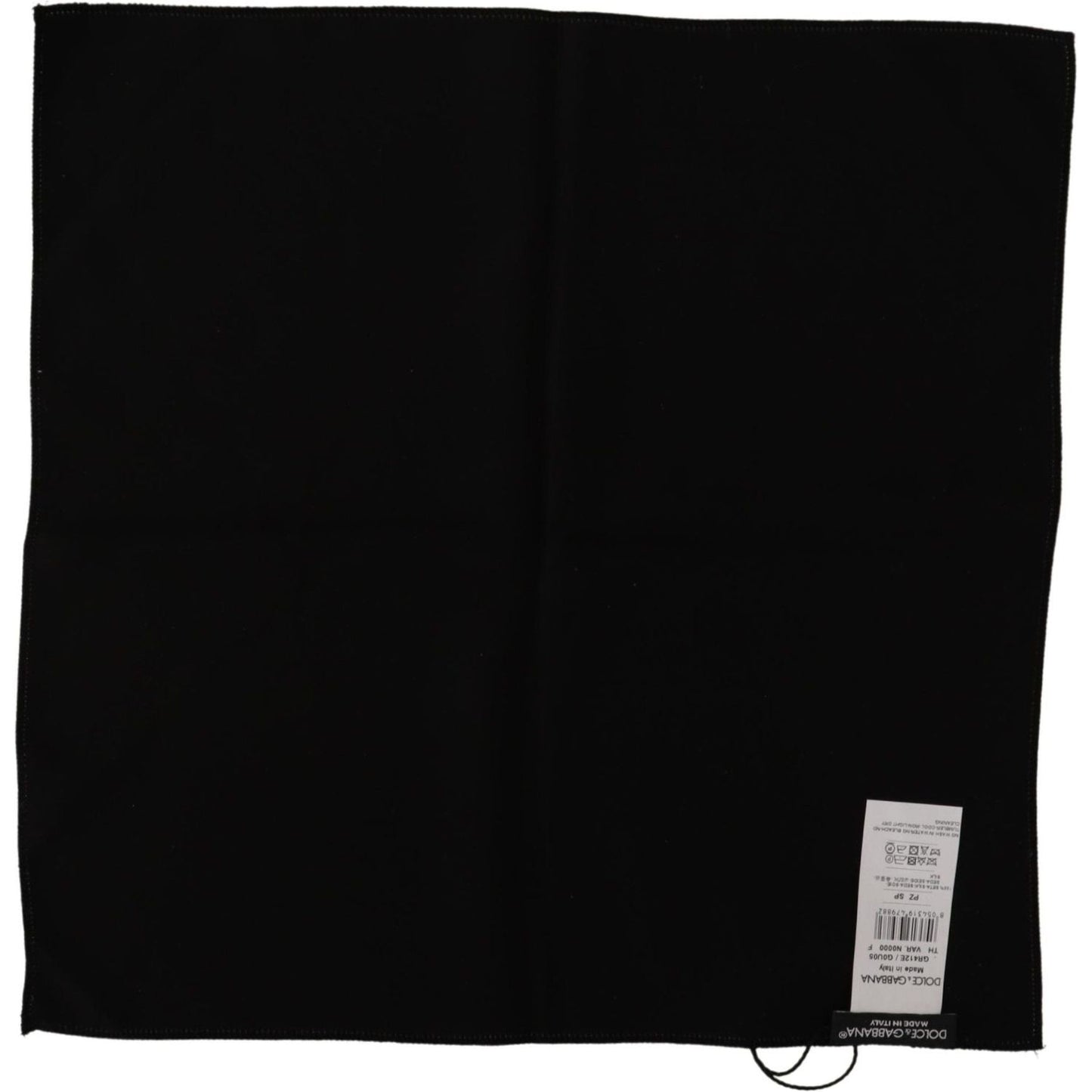 Dolce & Gabbana Elegant Black Silk Pocket Square Silk Scarves black-100-silk-square-handkerchief-scarf