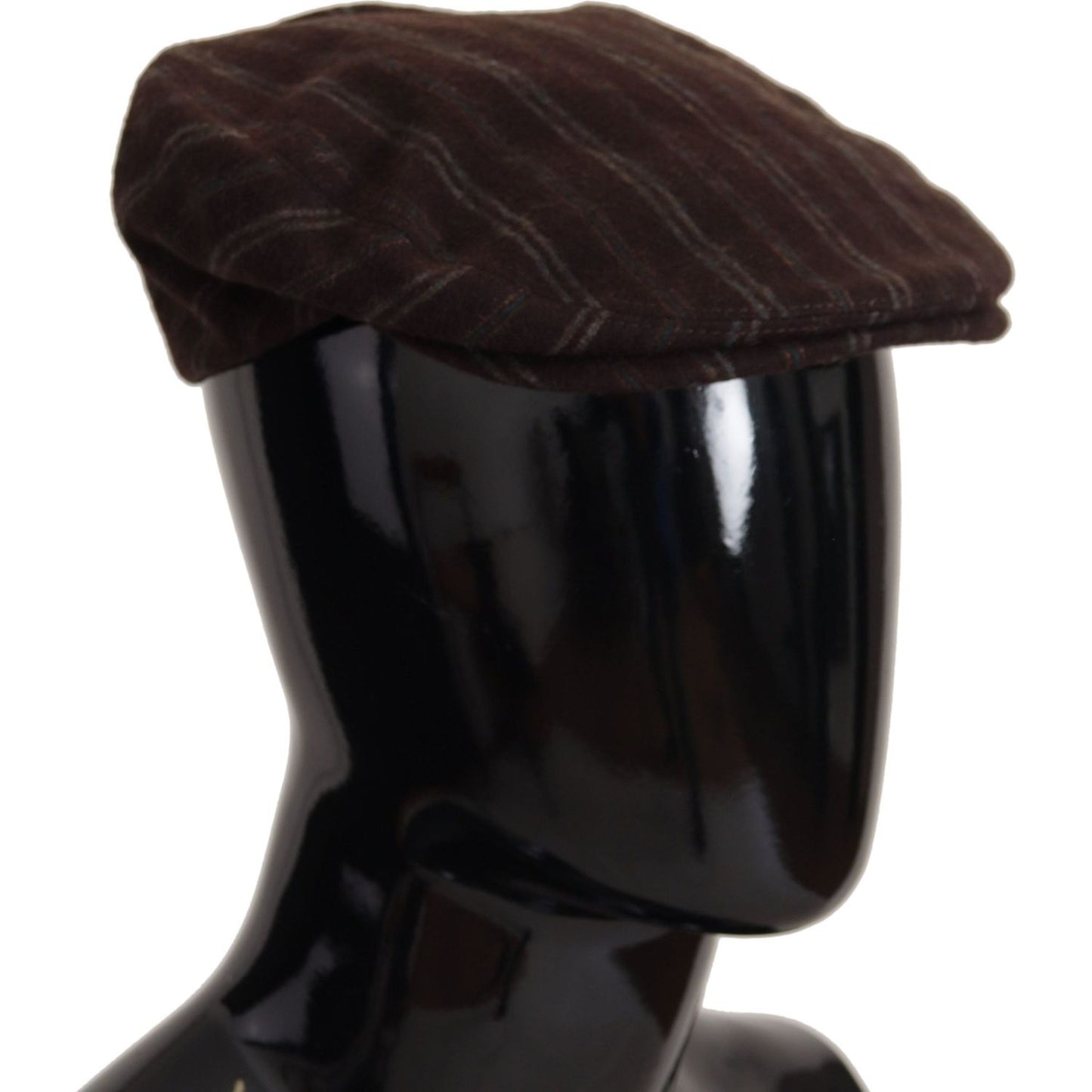 Dolce & Gabbana Elegant Striped Wool Blend Newsboy Cap brown-stripes-newsboy-men-capello-wool-hat