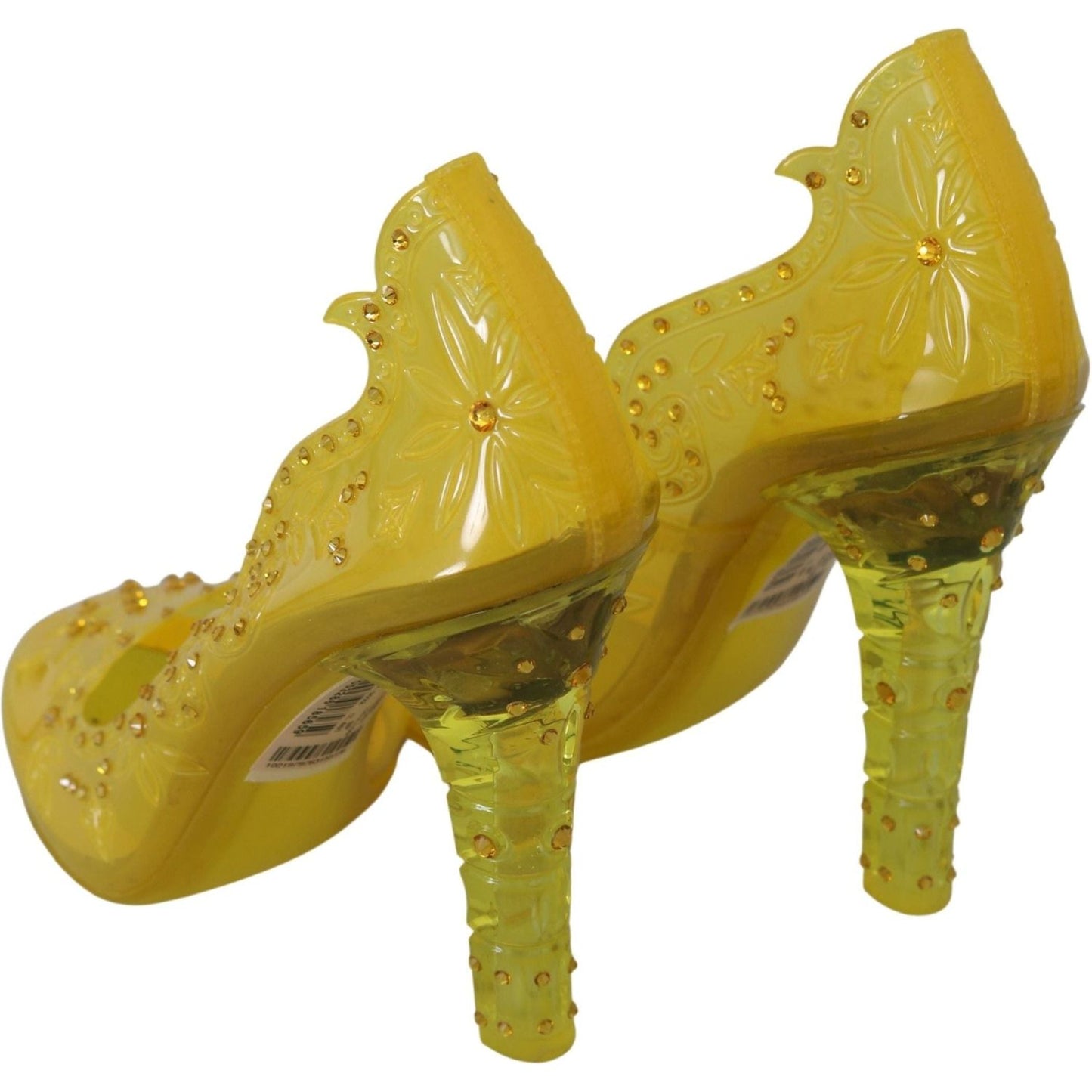 Dolce & Gabbana Enchanting Cinderella Crystal Pumps yellow-floral-crystal-cinderella-heels-shoes