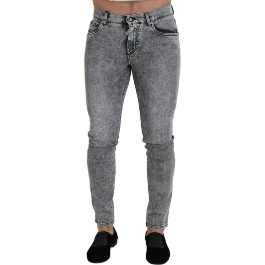 Dolce & Gabbana Chic Slim Fit Gray Denim gray-slim-fit-wash-stretch-cotton-denim-jeans IMG_8115-scaled-23b4b78e-e44.jpg