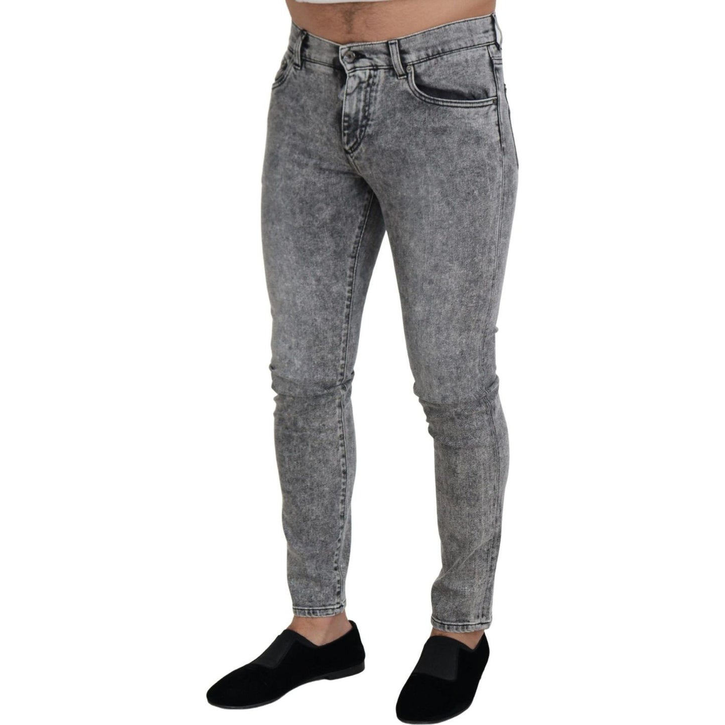 Dolce & Gabbana Chic Slim Fit Gray Denim gray-slim-fit-wash-stretch-cotton-denim-jeans