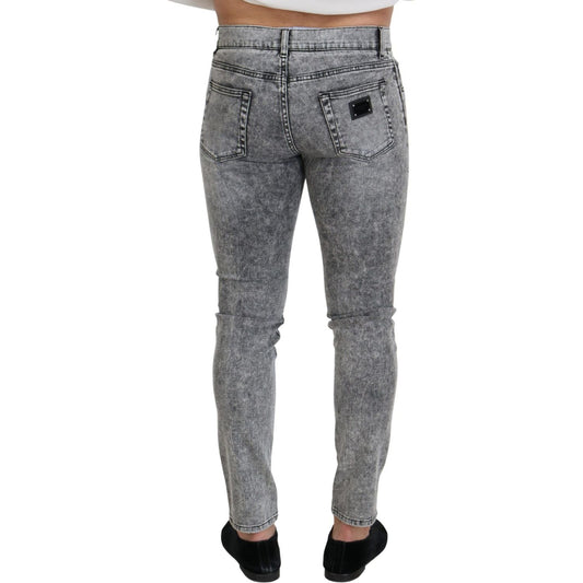 Dolce & Gabbana Chic Slim Fit Gray Denim gray-slim-fit-wash-stretch-cotton-denim-jeans