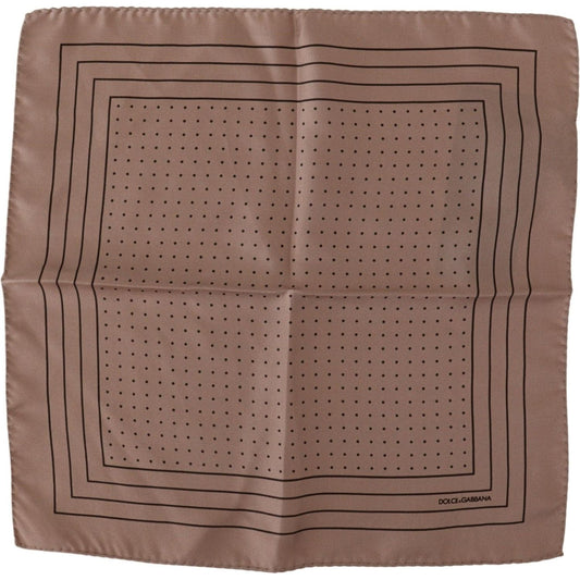 Dolce & Gabbana Elegant Silk Dot Pocket Square brown-dotted-silk-square-handkerchief
