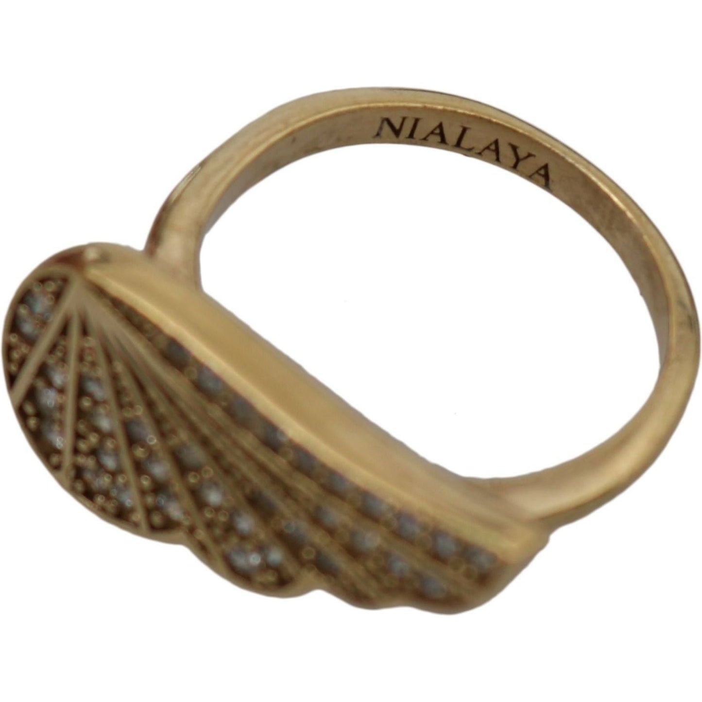 Nialaya Elegant Gold-Crystal Embellished Ring Ring gold-wing-clear-cz-925-silver-authentic-women