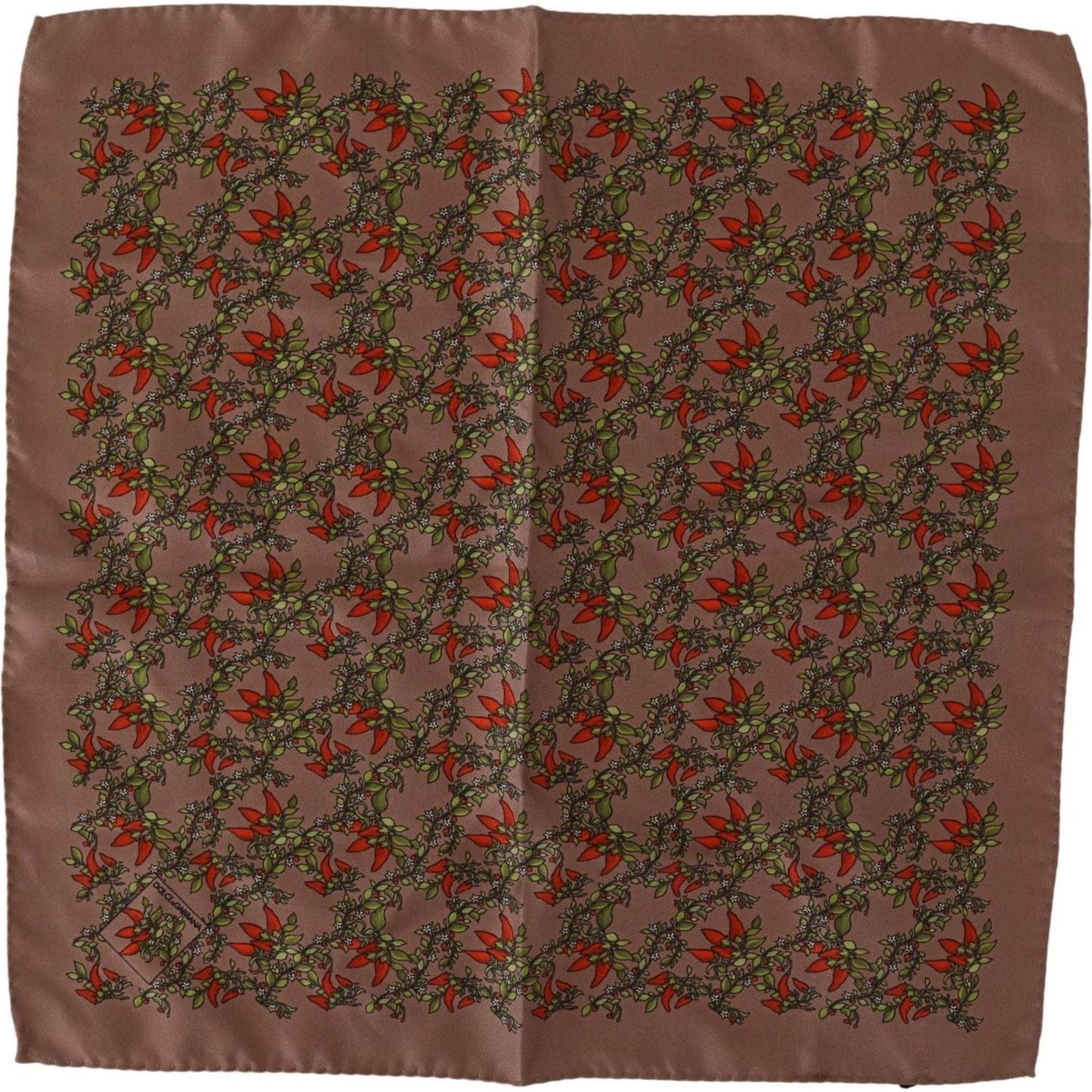 Dolce & Gabbana Elegant Brown Silk Pocket Square with Carrot Print brown-carrots-print-silk-handkerchief IMG_8127-ae6c03e2-5ab.jpg