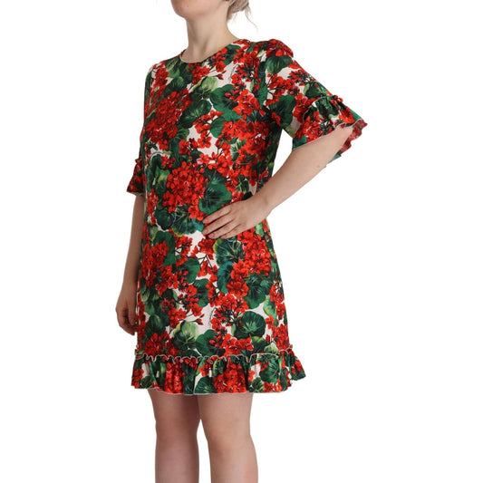 Dolce & Gabbana Floral Mini Enchantment Dress multicolor-red-floral-shift-gown-dress