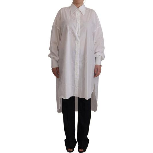 Dolce & Gabbana Elegant White Cotton Buttoned Shirt white-weave-long-sleeves-collared-blouse-shirt