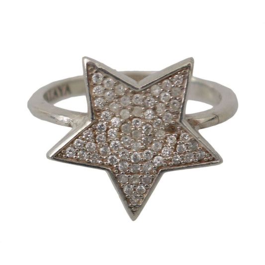 Nialaya Chic Silver CZ Crystal Women's Statement Ring silver-womens-clear-cz-star-925-ring Ring