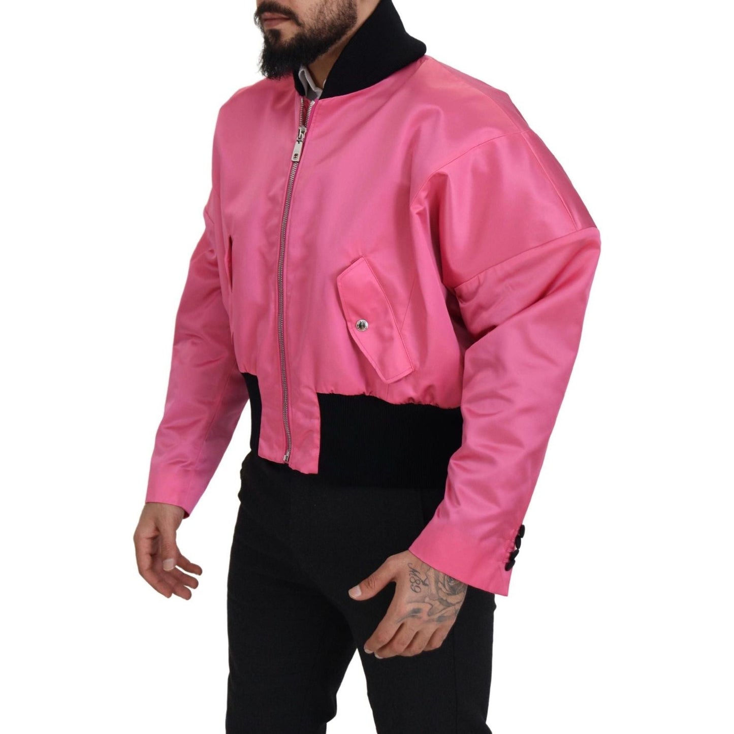 Dolce & Gabbana Elegant Pink Nylon Bomber Jacket nylon-pink-men-full-zip-bomber-jacket IMG_8138-a12e5c60-1ec.jpg