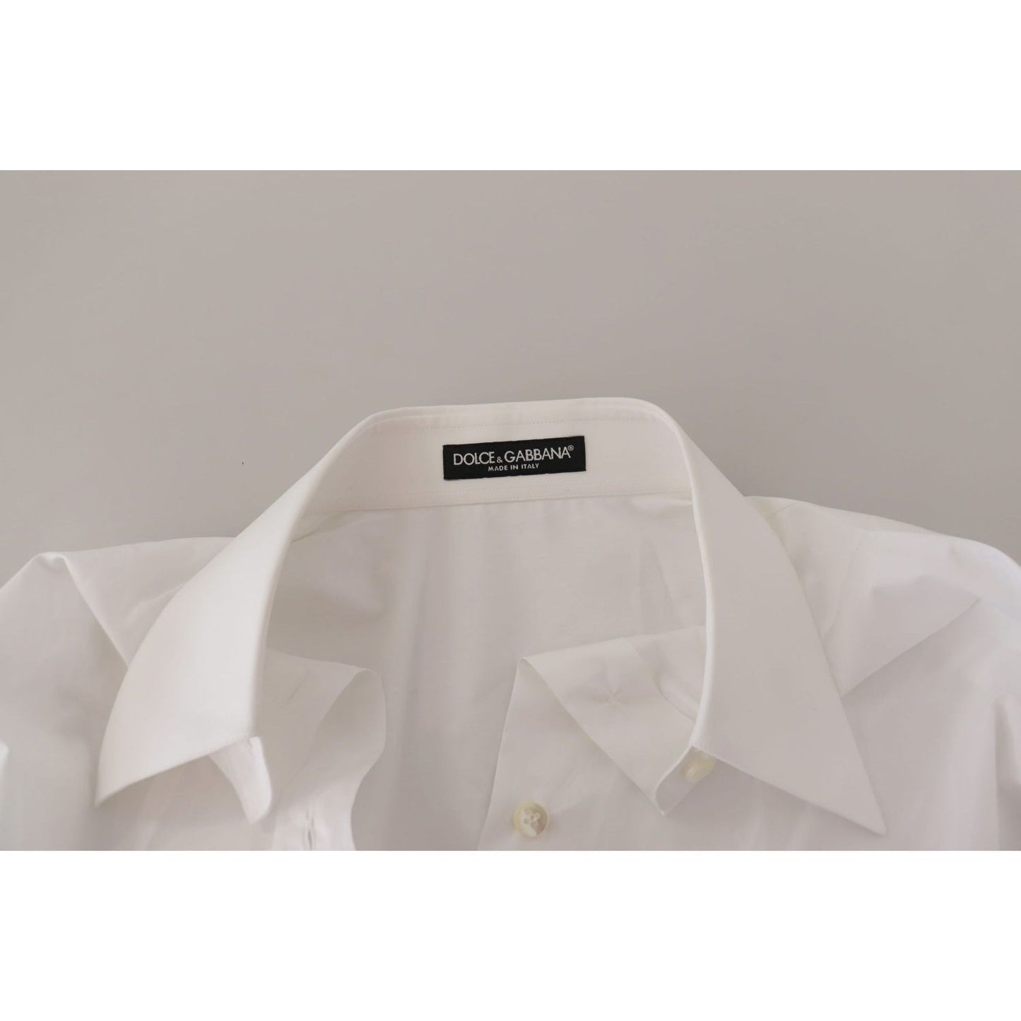 Dolce & Gabbana Elegant White Cotton Buttoned Shirt white-weave-long-sleeves-collared-blouse-shirt