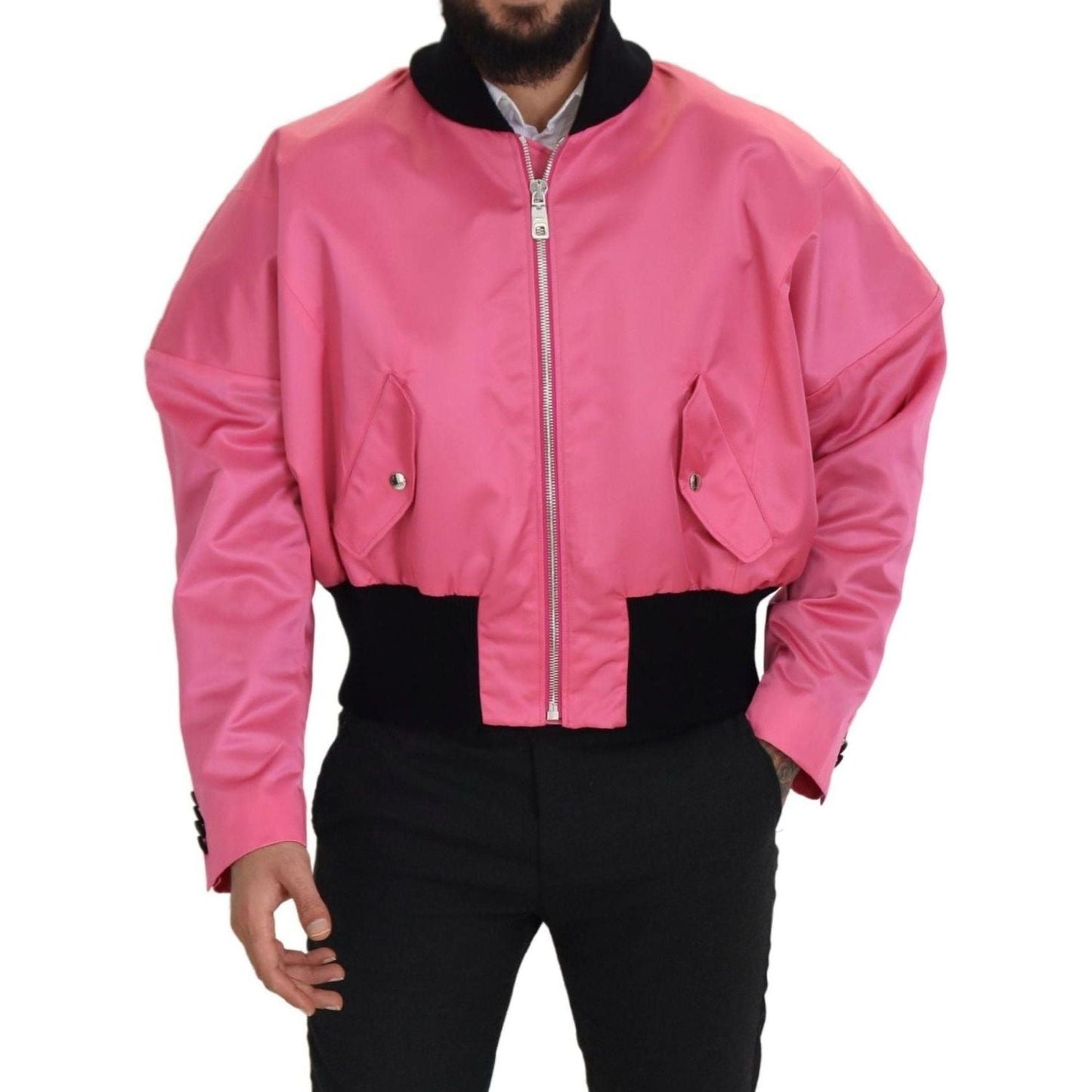 Dolce & Gabbana Elegant Pink Nylon Bomber Jacket nylon-pink-men-full-zip-bomber-jacket IMG_8141-cd73223f-5c8.jpg