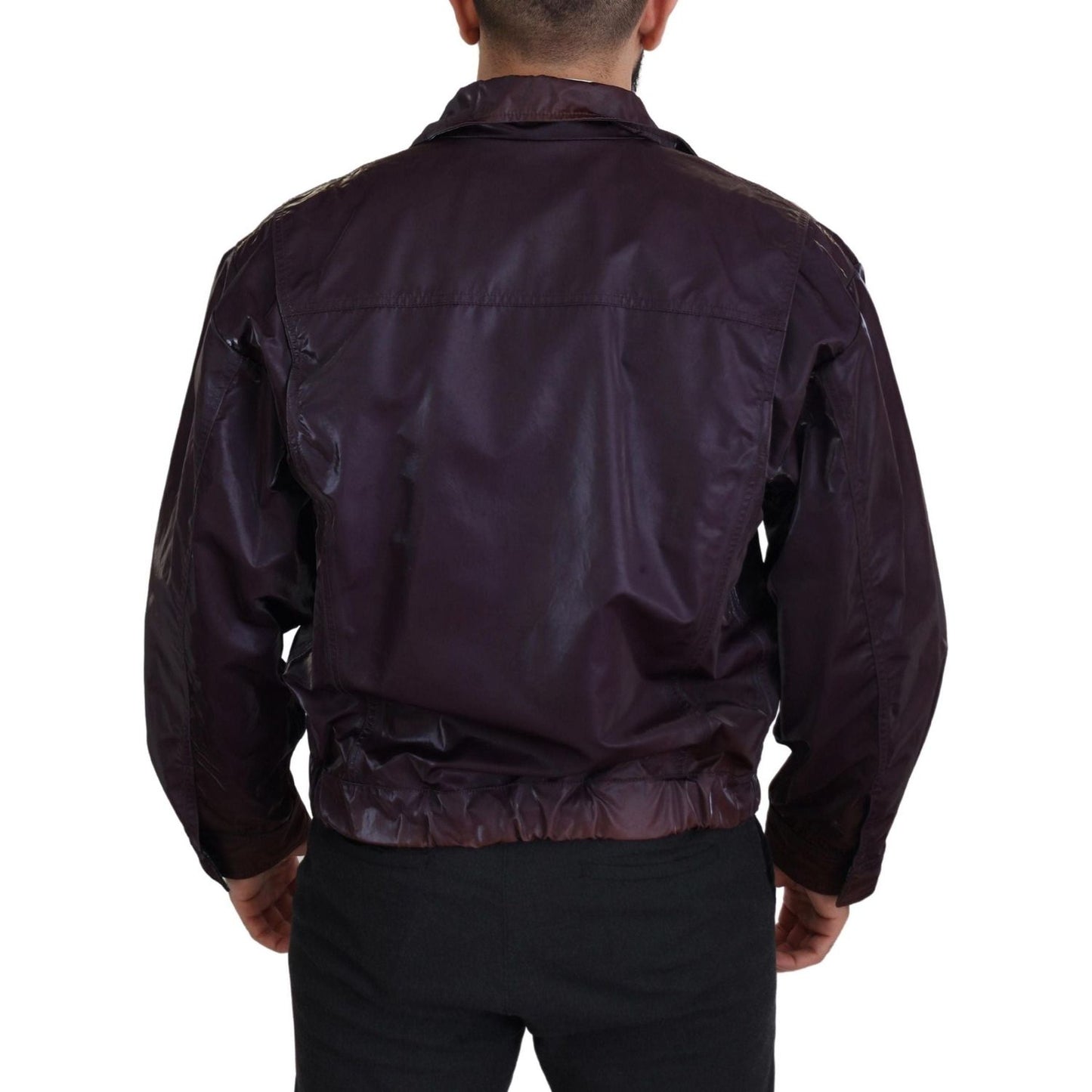 Dolce & Gabbana Elegant Purple Biker Jacket purple-nylon-collared-biker-coat-jacket IMG_8152-scaled-571f72ec-33c.jpg