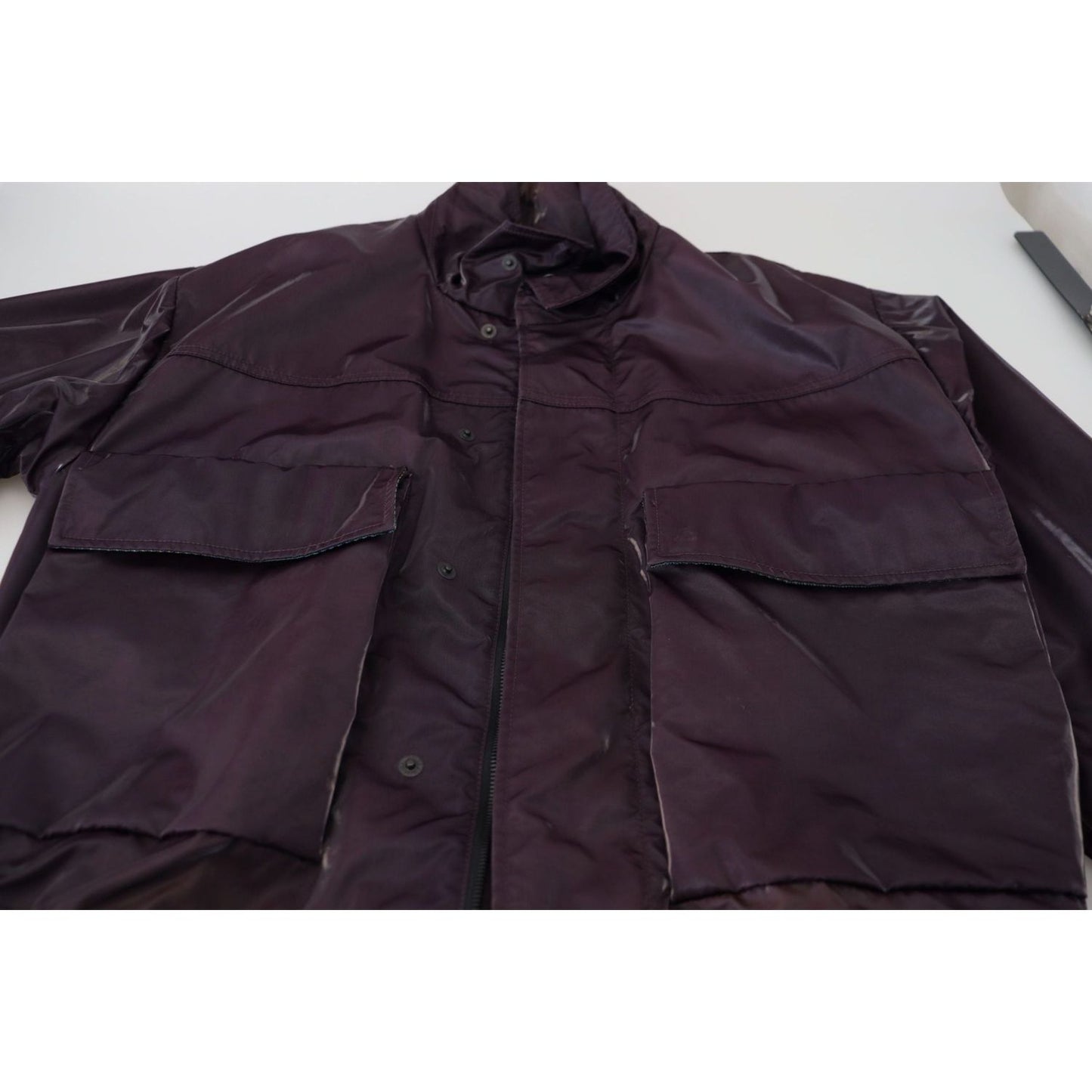 Dolce & Gabbana Elegant Purple Biker Jacket purple-nylon-collared-biker-coat-jacket IMG_8156-scaled-6b15abab-4d8.jpg