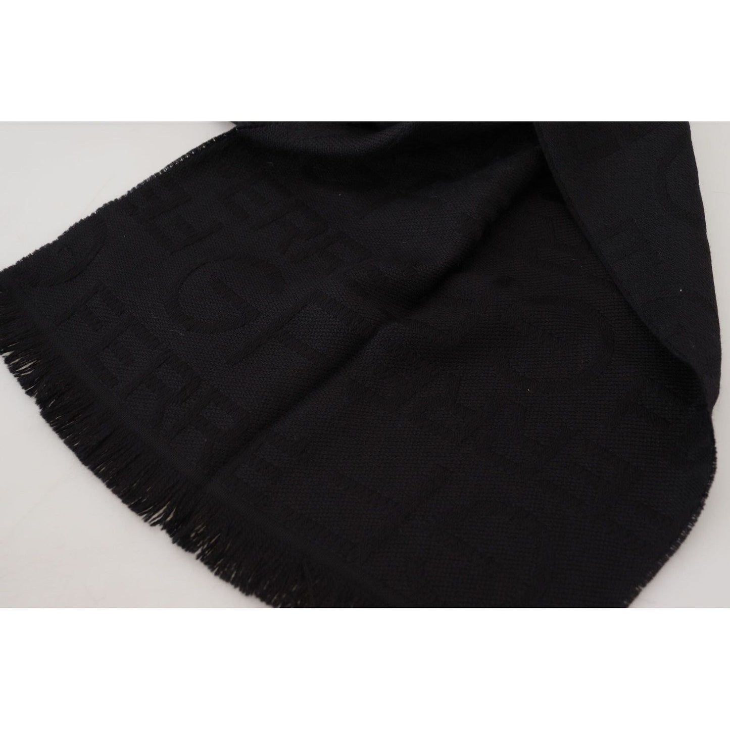 GF Ferre Elegant Wool Scarf with Fringes black-wool-neck-wrap-shawl-fringes-scarf