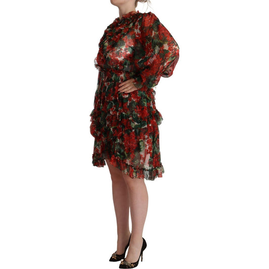 Dolce & Gabbana Floral Silk Mini Knee High Dress multicolor-red-floral-silk-long-maxi-dress