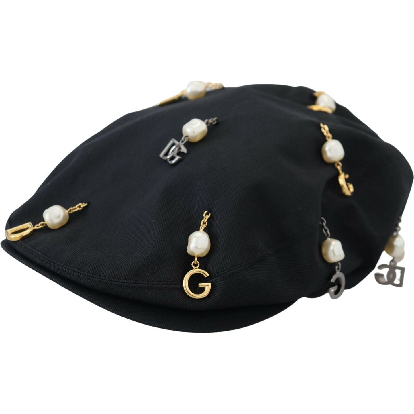 Dolce & Gabbana Elegant Black Cotton Newsboy Hat black-cotton-embellished-newsboy-men-hat