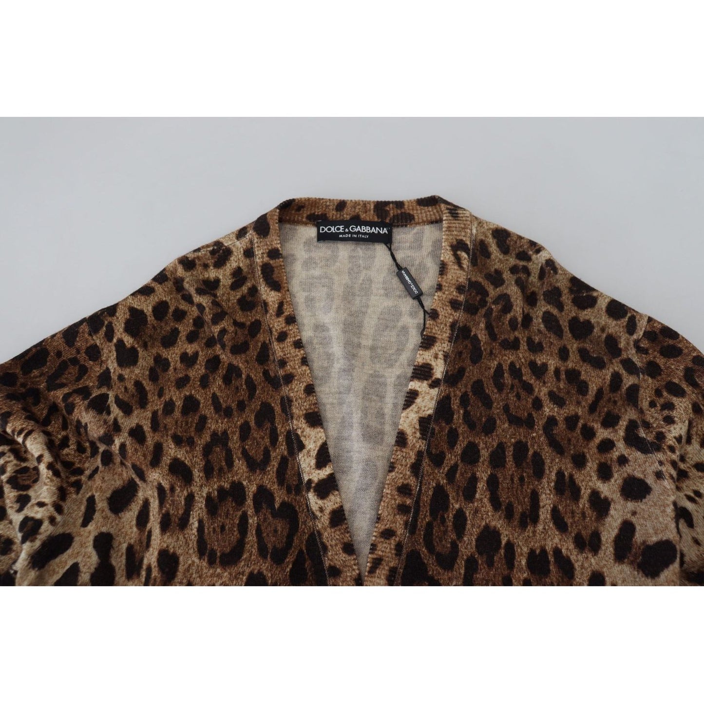 Dolce & Gabbana Elegant Leopard Wool Cardigan Sweater brown-leopard-wool-robe-cardigan-sweater