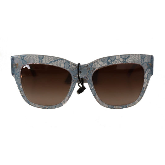 Dolce & Gabbana Elegant Sicilian Lace Women's Sunglasses WOMAN SUNGLASSES blue-lace-acetate-rectangle-shades-sunglasses
