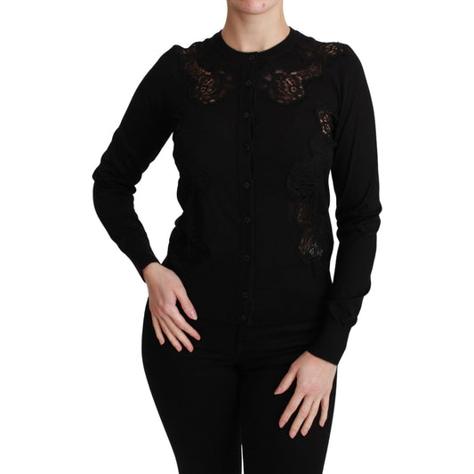 Dolce & Gabbana Elegant Cashmere Silk Blend Lace Cardigan black-cashmere-lace-cardigan-sweater
