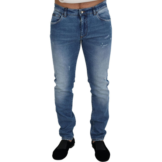 Dolce & Gabbana Slim Fit Authentic Designer Jeans blue-slim-fit-wash-stretch-cotton-denim-jeans