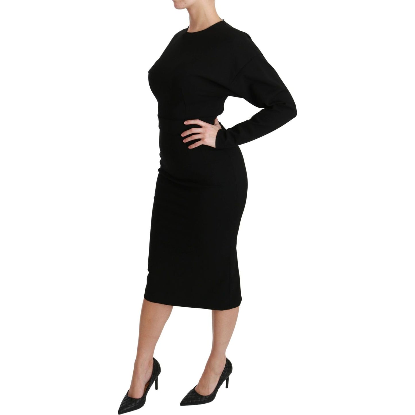 Dolce & Gabbana Elegant Black Bodycon Sheath Midi Dress Dresses black-bodycon-sheath-midi-stretch-dress