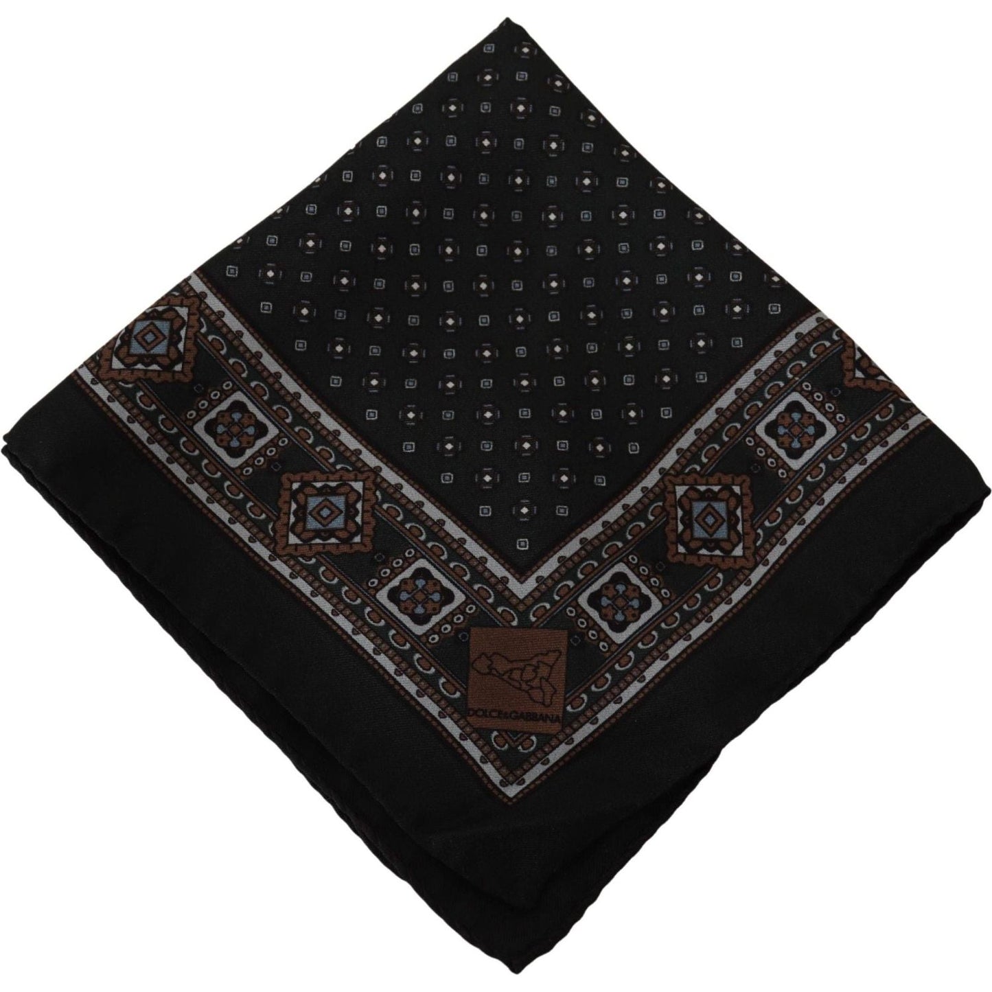 Dolce & Gabbana Elegant Black Silk Pocket Square black-silk-men-pocket-square-handkerchief-scarf