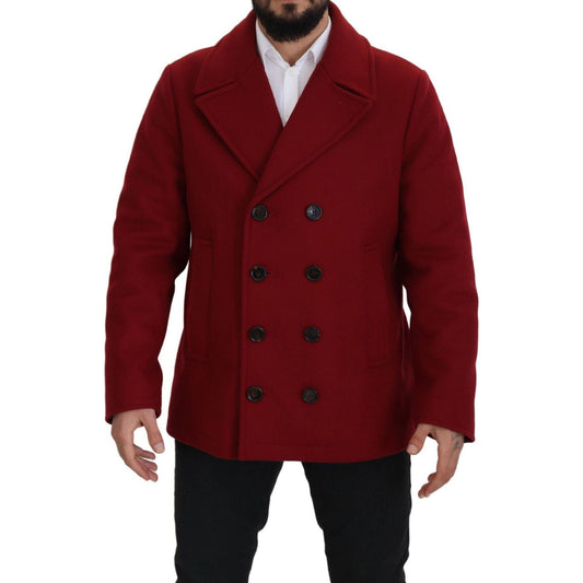 Dolce & Gabbana Elegant Red Double Breasted Wool Jacket red-wool-double-breasted-coat-jacket