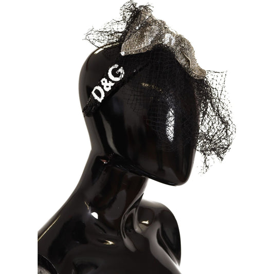 Dolce & Gabbana Glamorous Black Sequined Designer Diadem black-logo-sequined-fascinator-diadem-headband