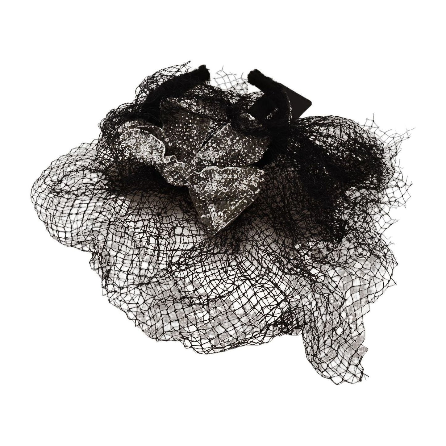Dolce & Gabbana Glamorous Black Sequined Designer Diadem black-logo-sequined-fascinator-diadem-headband