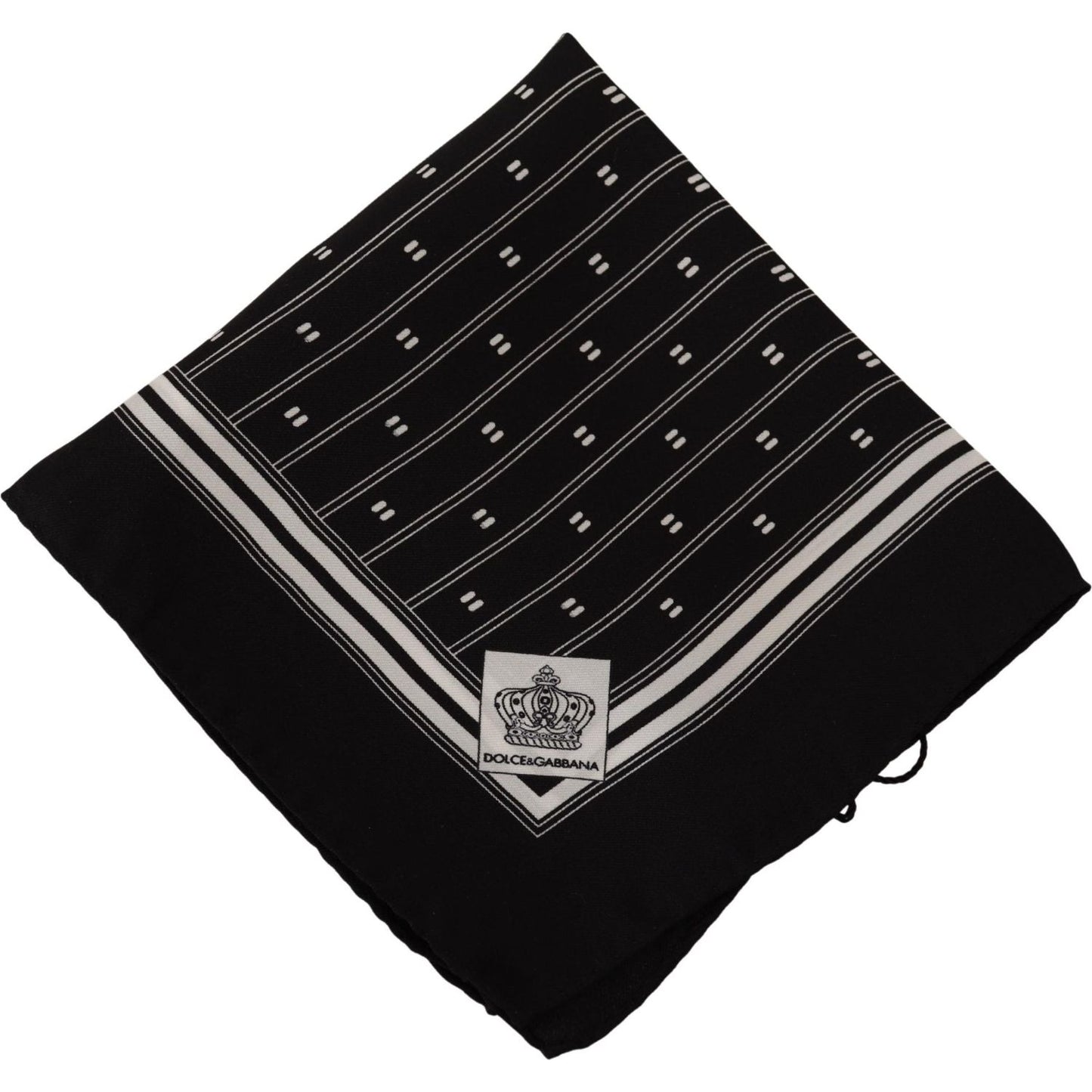 Dolce & Gabbana Elegant Silk Pocket Square Handkerchief Silk Scarves black-patterned-silk-square-handkerchief-scarf