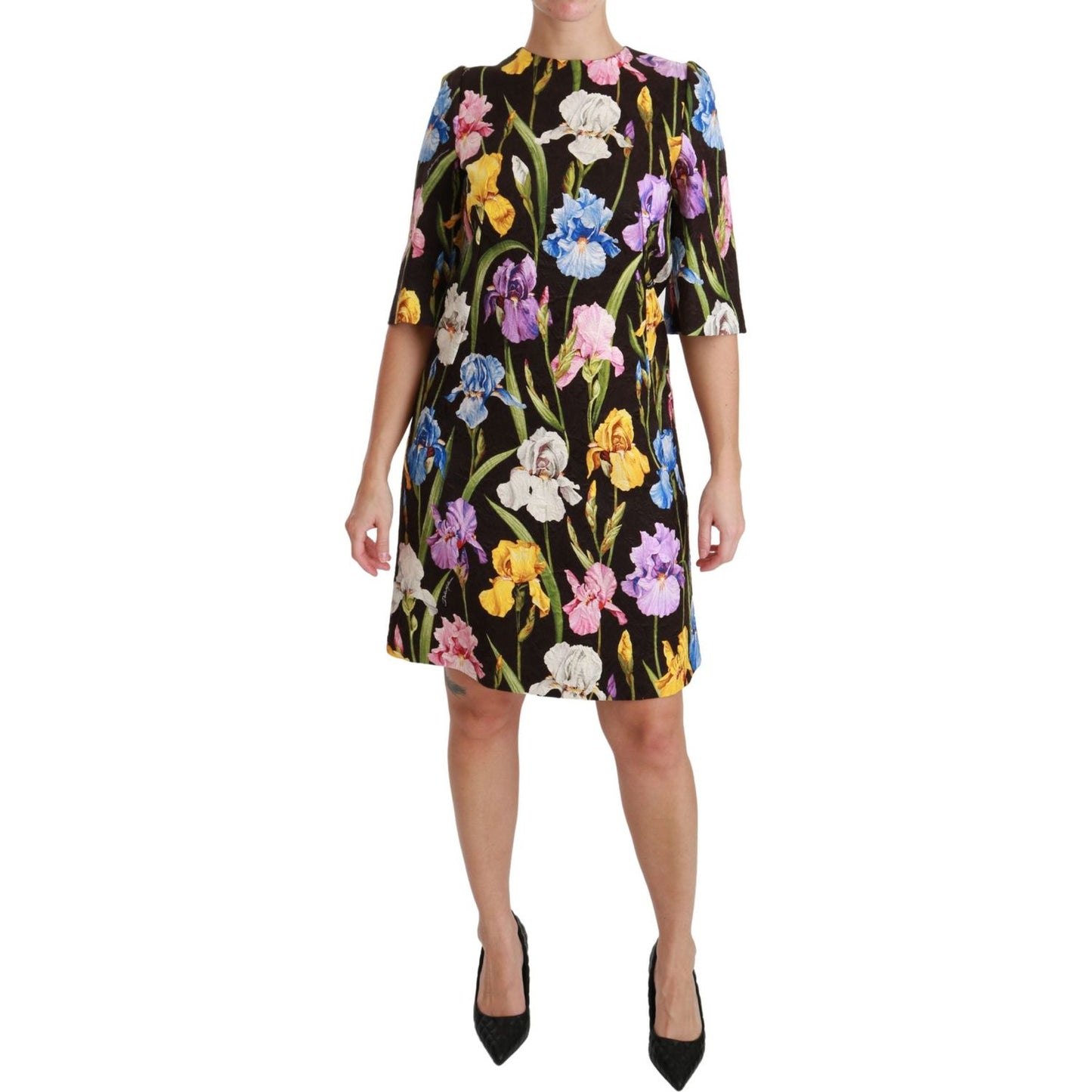 Dolce & Gabbana Floral Brocade Shift Mini Dress Dresses black-cotton-silk-floral-shift-dress