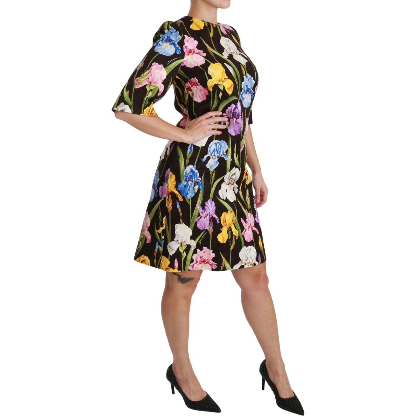 Dolce & Gabbana Floral Brocade Shift Mini Dress Dresses black-cotton-silk-floral-shift-dress