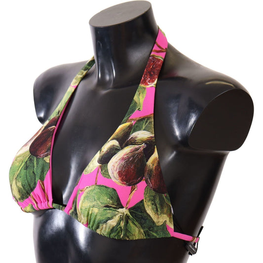 Dolce & Gabbana Chic Floral Bikini Top pink-printed-nylon-swimsuit-bikini-top-swimwear