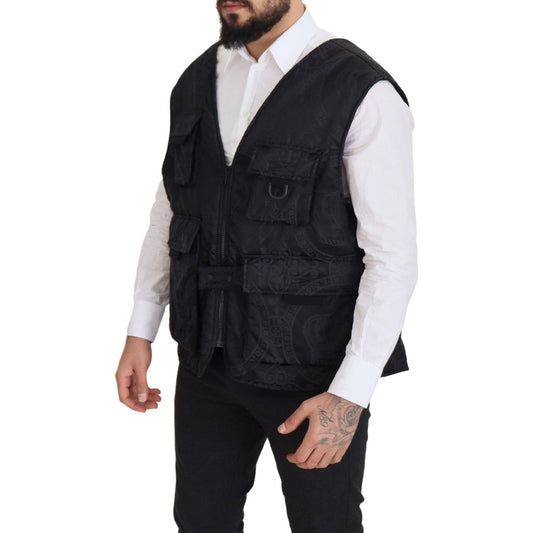 Dolce & GabbanaElegant Sleeveless Vest Jacket in BlackMcRichard Designer Brands£679.00