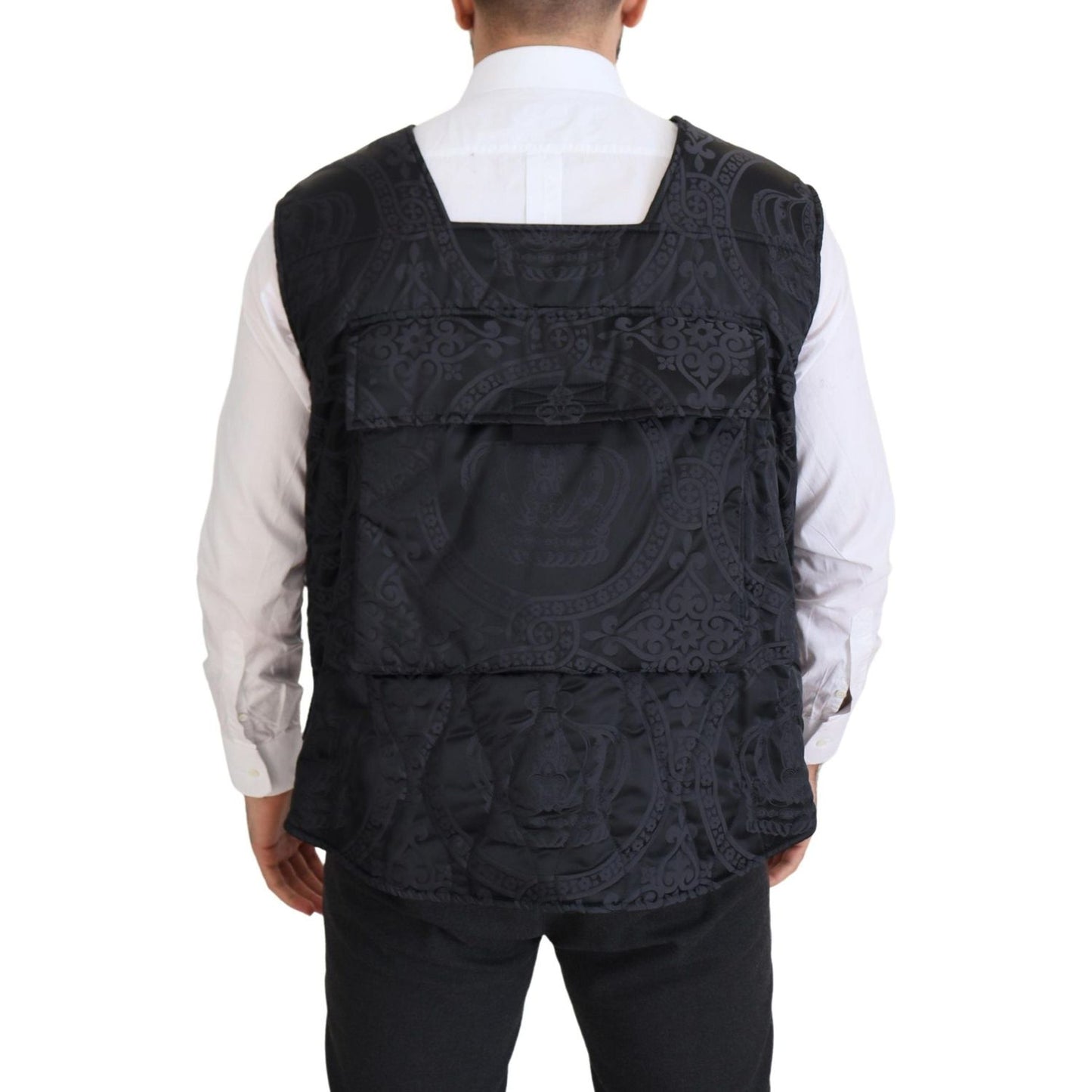 Dolce & Gabbana Elegant Sleeveless Vest Jacket in Black black-nylon-full-zip-sleeveless-jacket