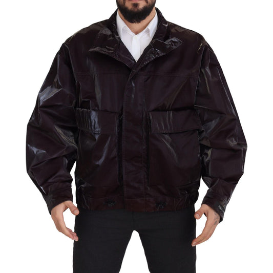 Dolce & Gabbana Elegant Bordeaux Collared Jacket bordeaux-nylon-collared-men-coat-jacket IMG_8276-c1d533ed-e4b.jpg