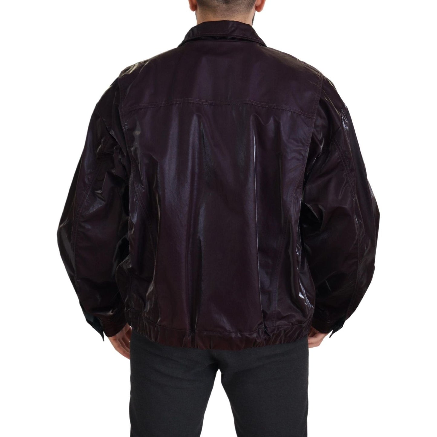 Dolce & Gabbana Elegant Bordeaux Collared Jacket bordeaux-nylon-collared-men-coat-jacket IMG_8278-scaled-26e1ba20-341.jpg