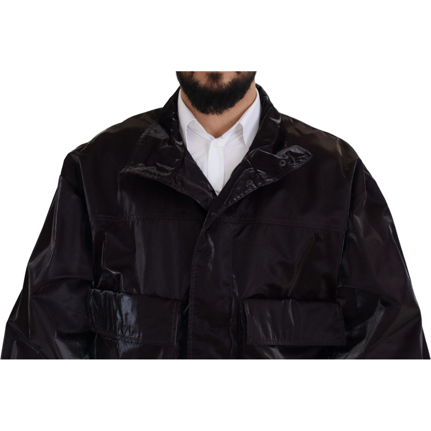Dolce & Gabbana Elegant Bordeaux Collared Jacket bordeaux-nylon-collared-men-coat-jacket
