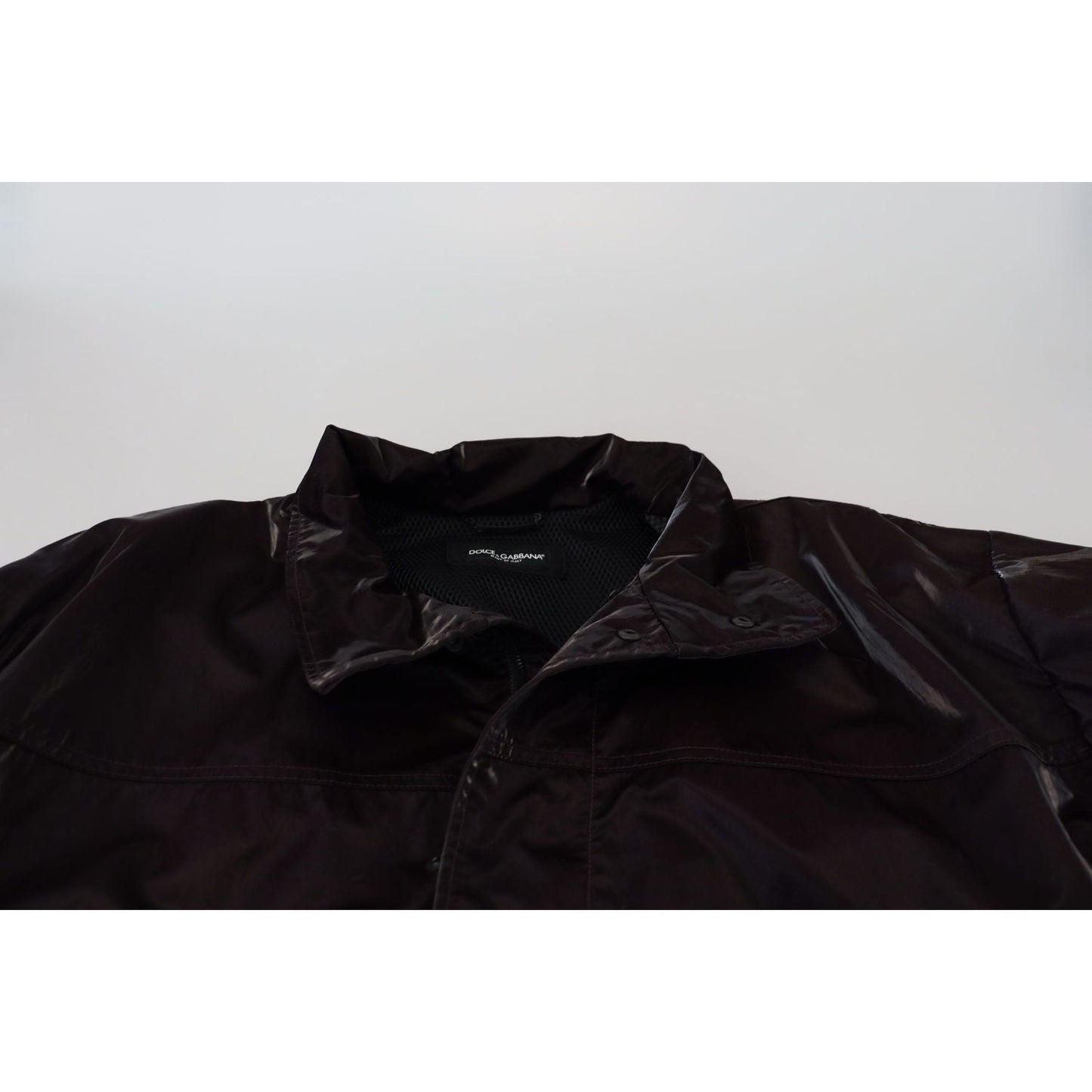 Dolce & Gabbana Elegant Bordeaux Collared Jacket bordeaux-nylon-collared-men-coat-jacket
