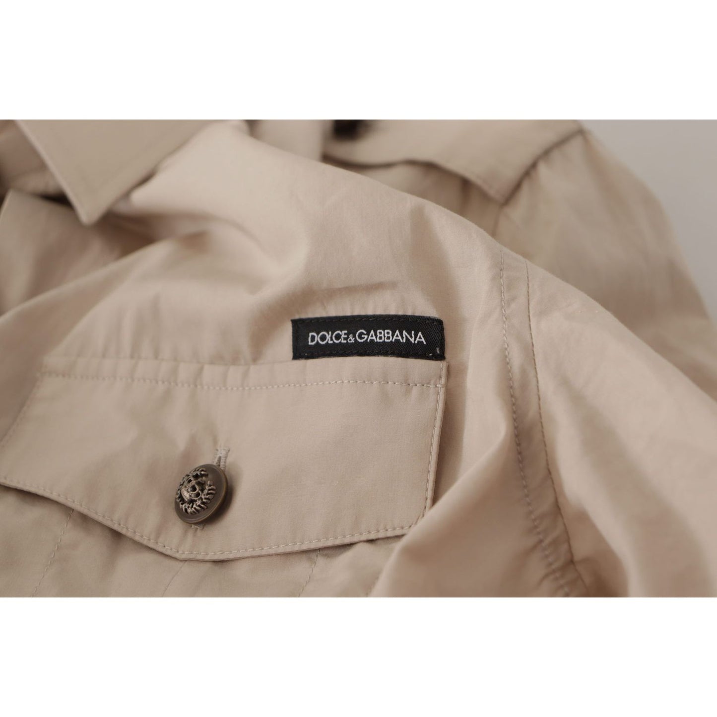 Dolce & Gabbana Elegant Beige Cotton Long Sleeve Shirt beige-poplin-safari-fitted-pocket-collared-shirt
