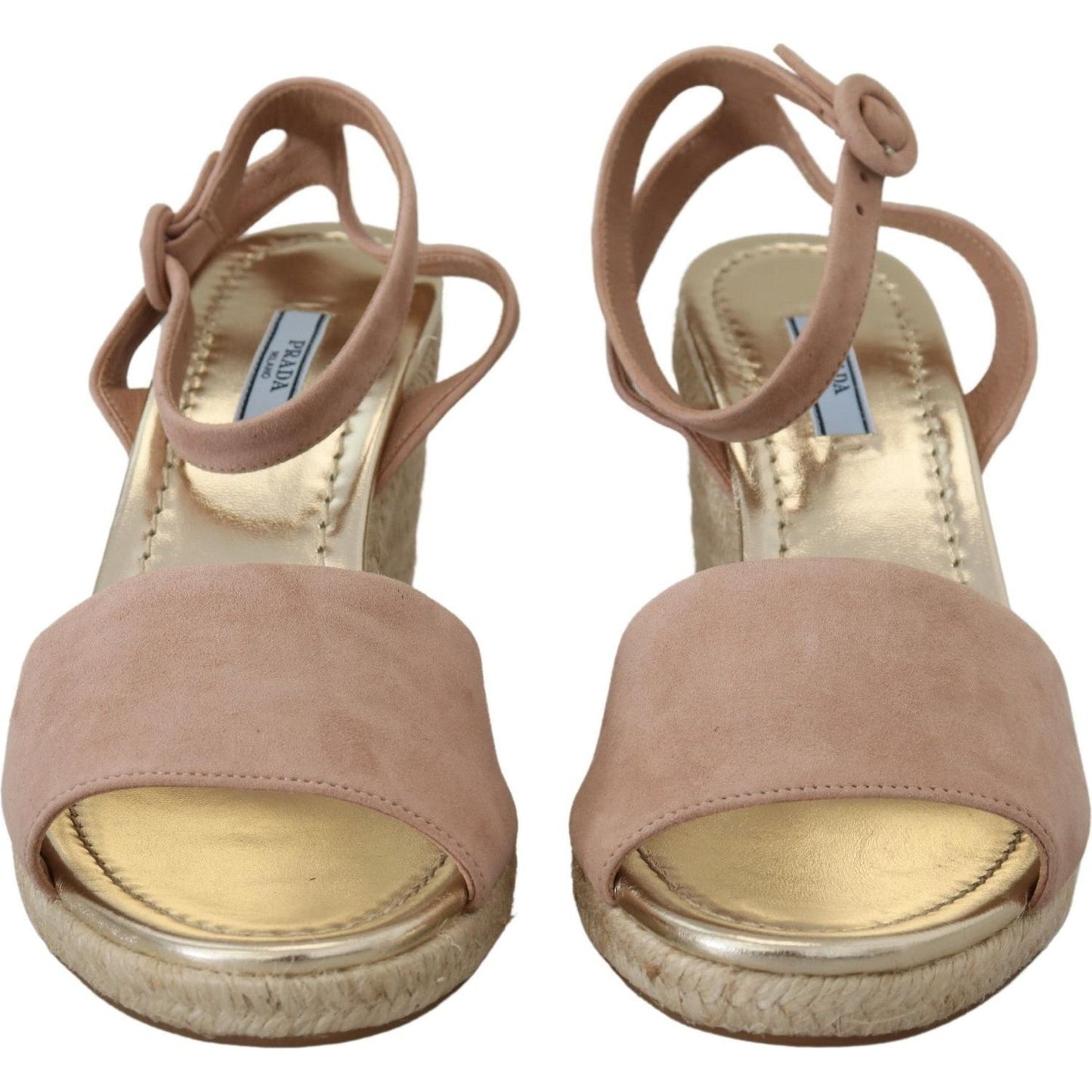 Prada Elegant Suede Ankle Strap Wedge Sandals pink-suede-leather-ankle-strap-sandals